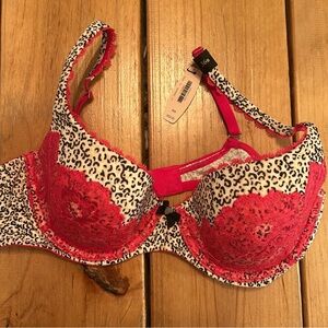 Victoria's Secret Wild Print Bra with Red Lace